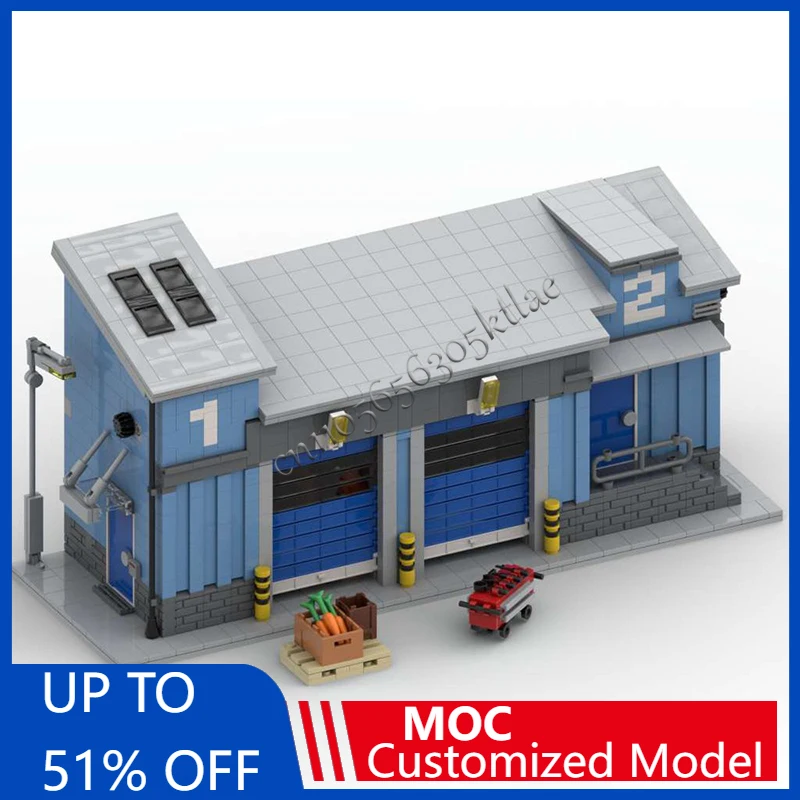 

1944 шт. MOC, модульный сарай для хранения Harbour, архитектурные строительные блоки, современные технологические кирпичи, детские настольные игрушки