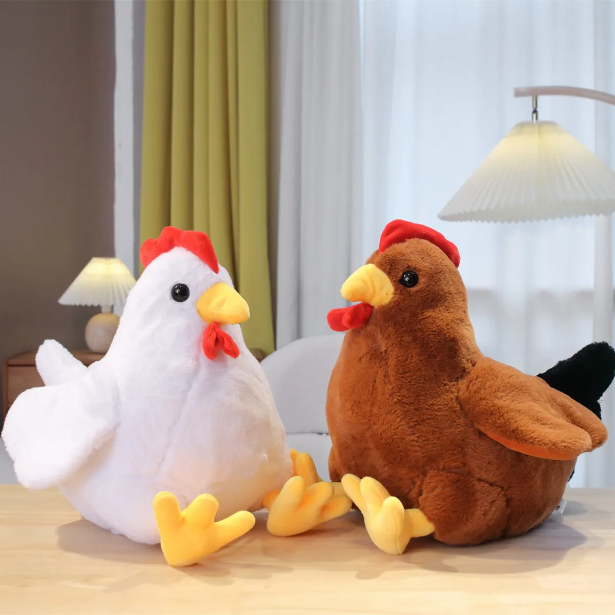 

30/40cm Kawaii White A Fat Rooster Stuffed Toy Cartoon Simulation Animal Chicken Plush Doll Elementary Student Gift For Children