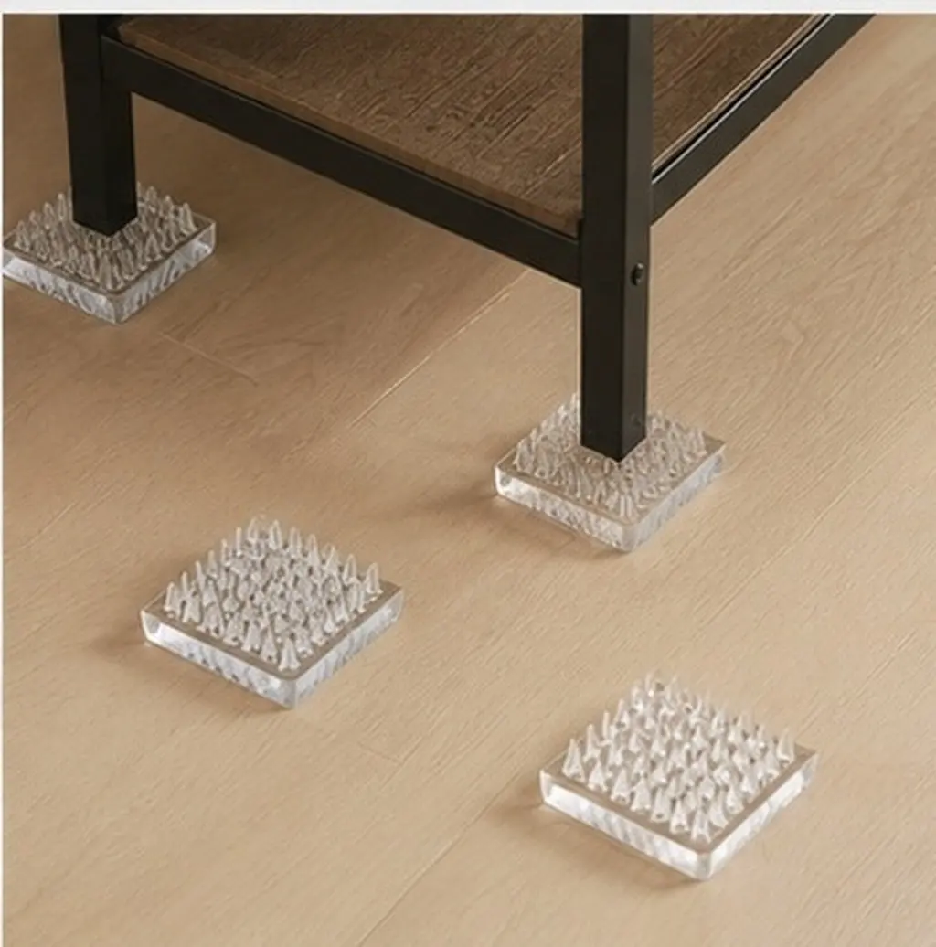 6Pcs Transparent Square Anti-Slip Furniture Pads Spikes for Chairs Sofas Tables Floor Protector Cups Scratch