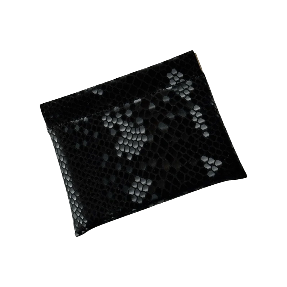 PU Leather Serpentine Leather Handbag Shiny Finish Automatic Closure Makeup Storage Bag Snake Print Card Bag