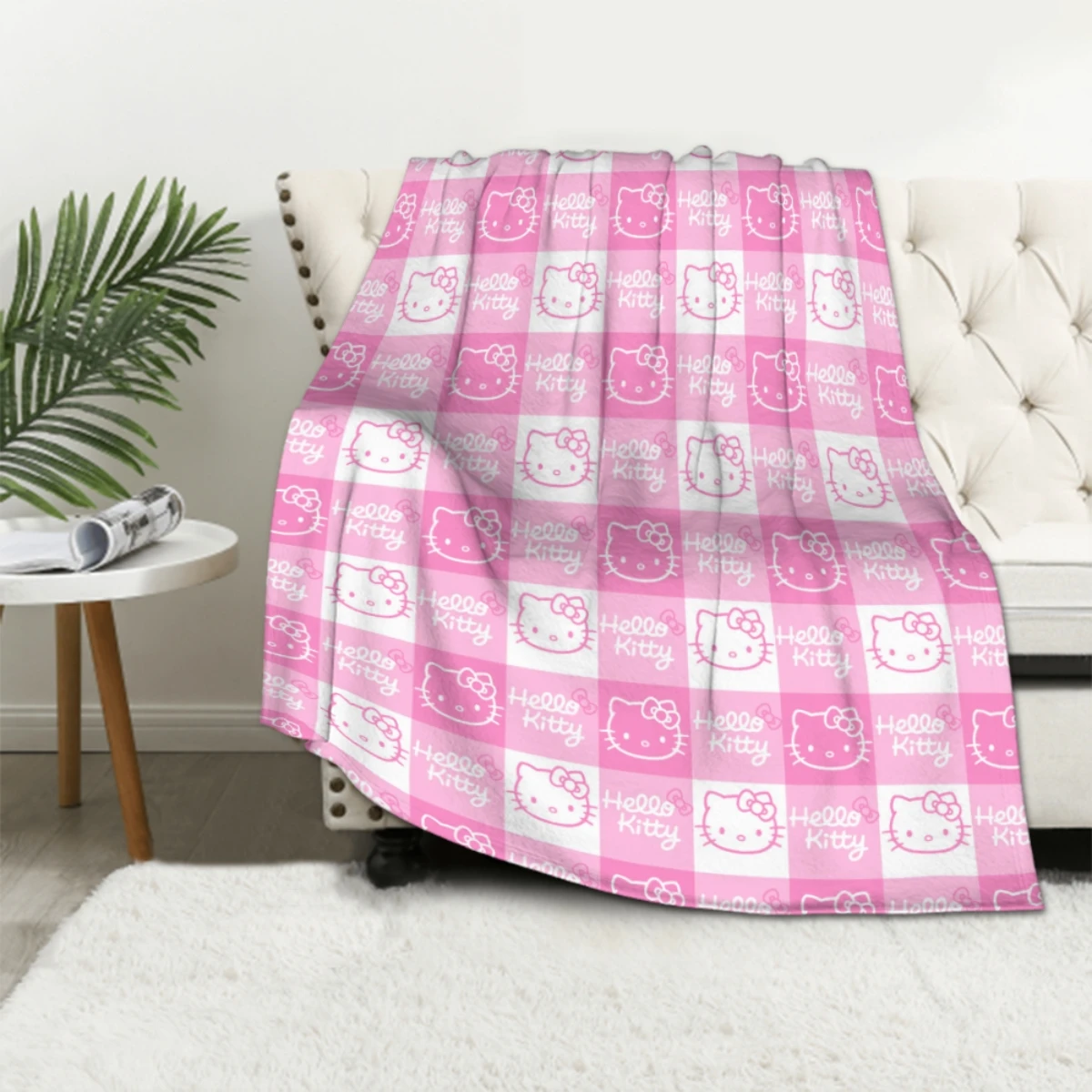 

Pink Throw Blanket Fleece Blanket Travel Blanket Compact Fluffy Blanket For Couch Camping Blanket Checkered Blanket