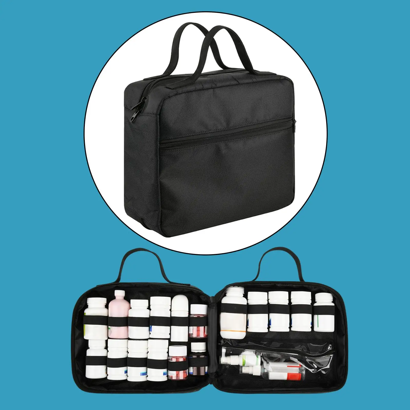 Wielofunkcyjna torba na leki, pusta walizka podróżna, apteczka pierwszej pomocy, organizer na butelki do domu, rodziny, samochodu, na wędrówki.