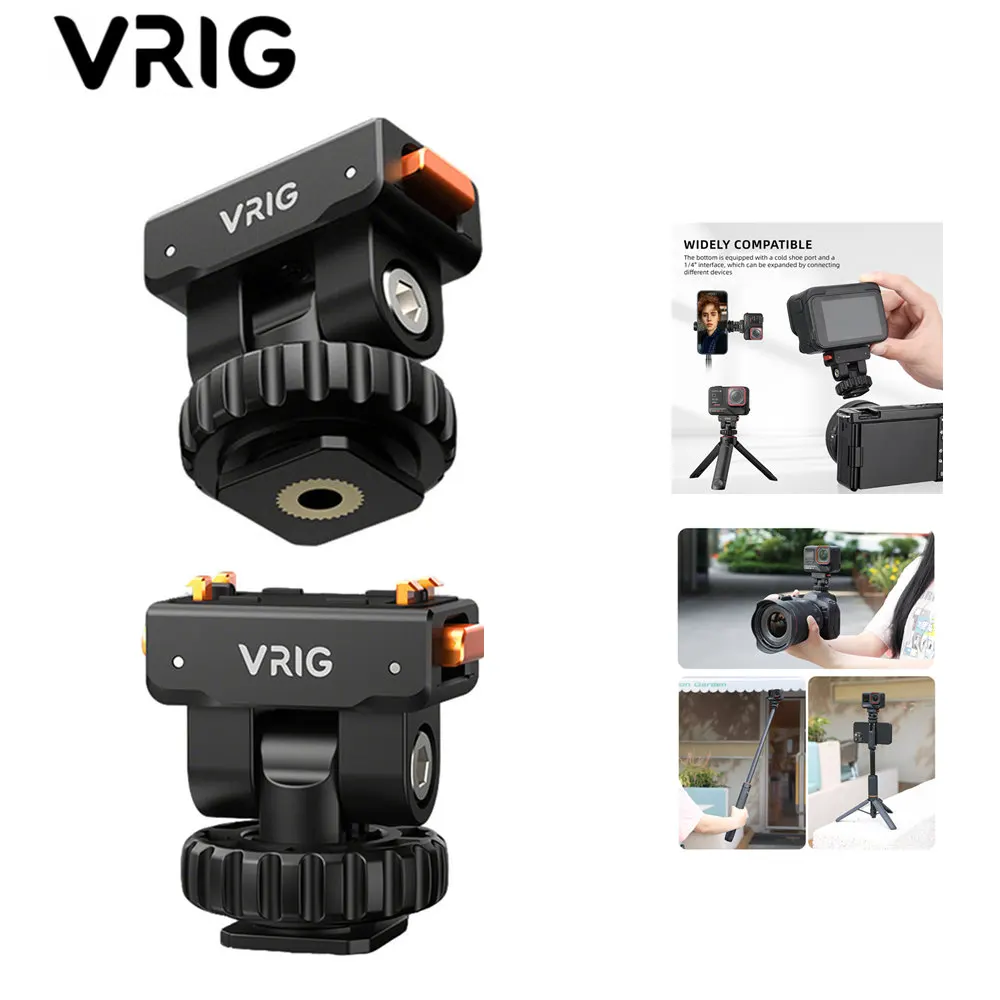 

VRIG Cold Shoe Adapter Camera Mount for Insta 360 Ace / Ace Pro/ Ace Pro 2 Bracket with 1/4" for DSLR Camera Hot Shoe Tripod