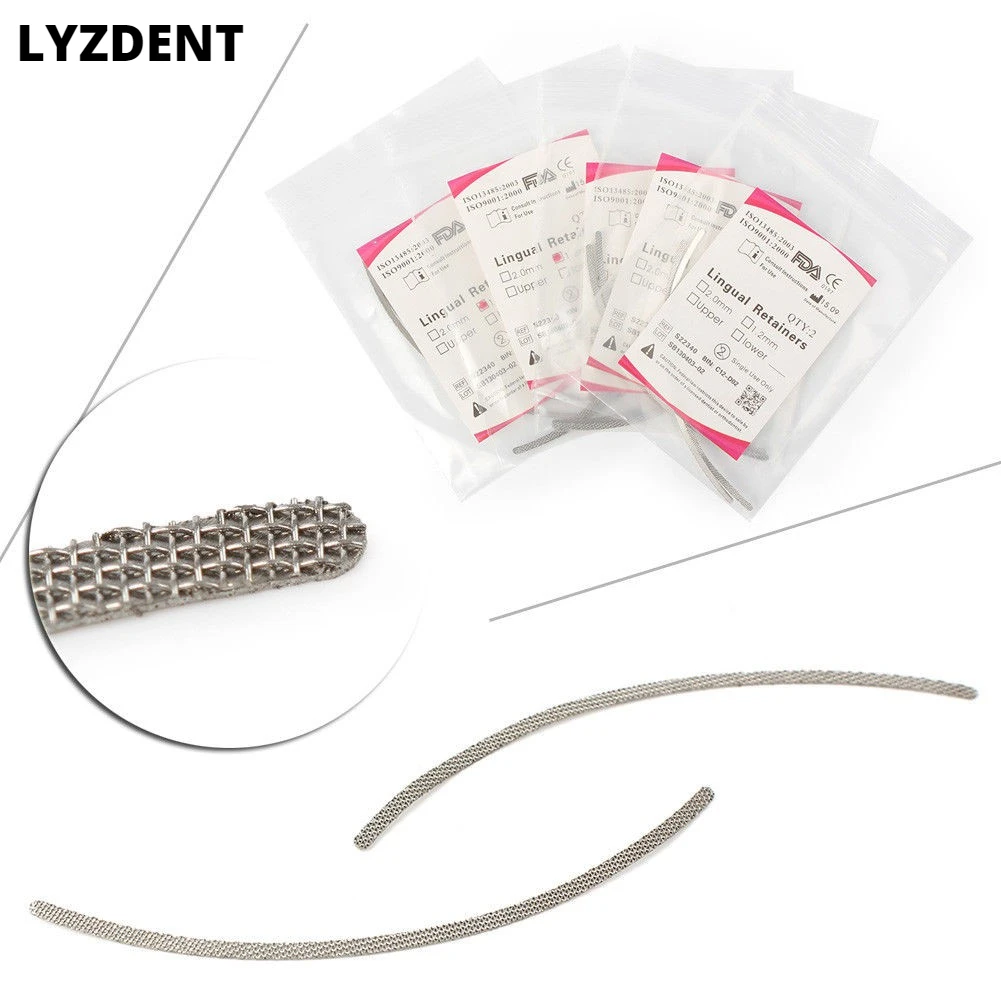 LYZDENT 5Packs 10Pcs Dental Orthodontic Universal Lingual Retainers Mesh Base 1.2mm/2.0mm Dentistry Tools