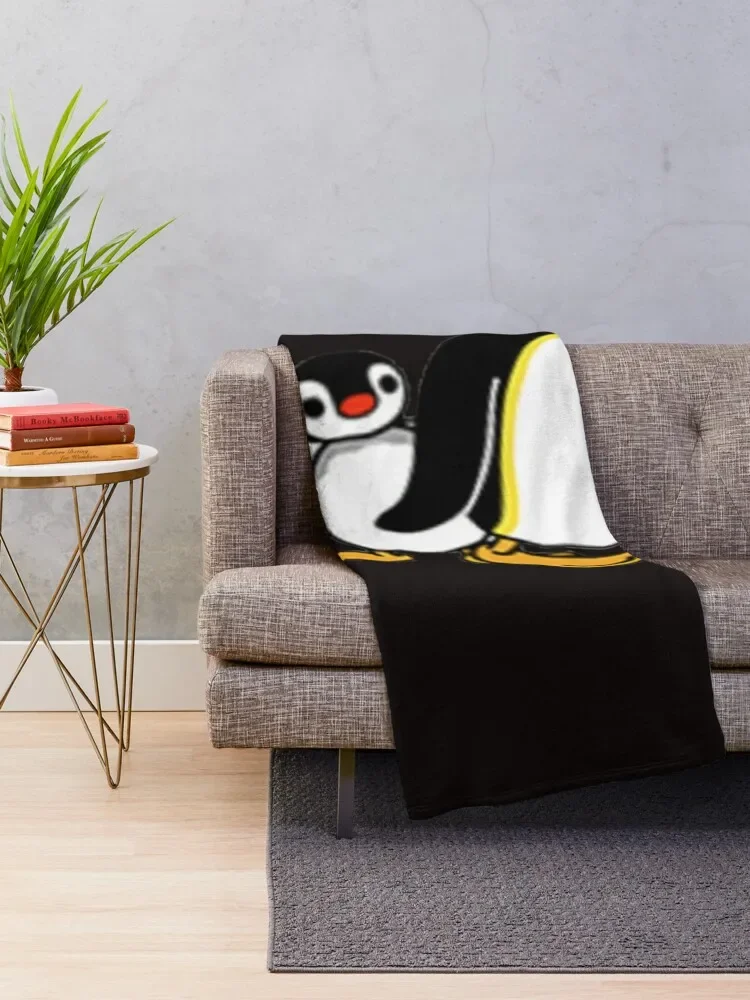 Angry Pingu waving penguin Cute funny Tshirt Classic . Throw Blanket Soft Plush Plaid Flannels Blankets