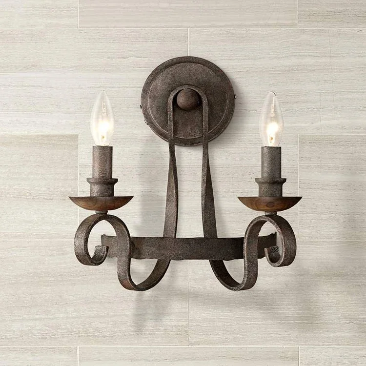 American French retro new rural retro bedroom study living room homestay wrought iron wall lamp restaurant aisle creativity