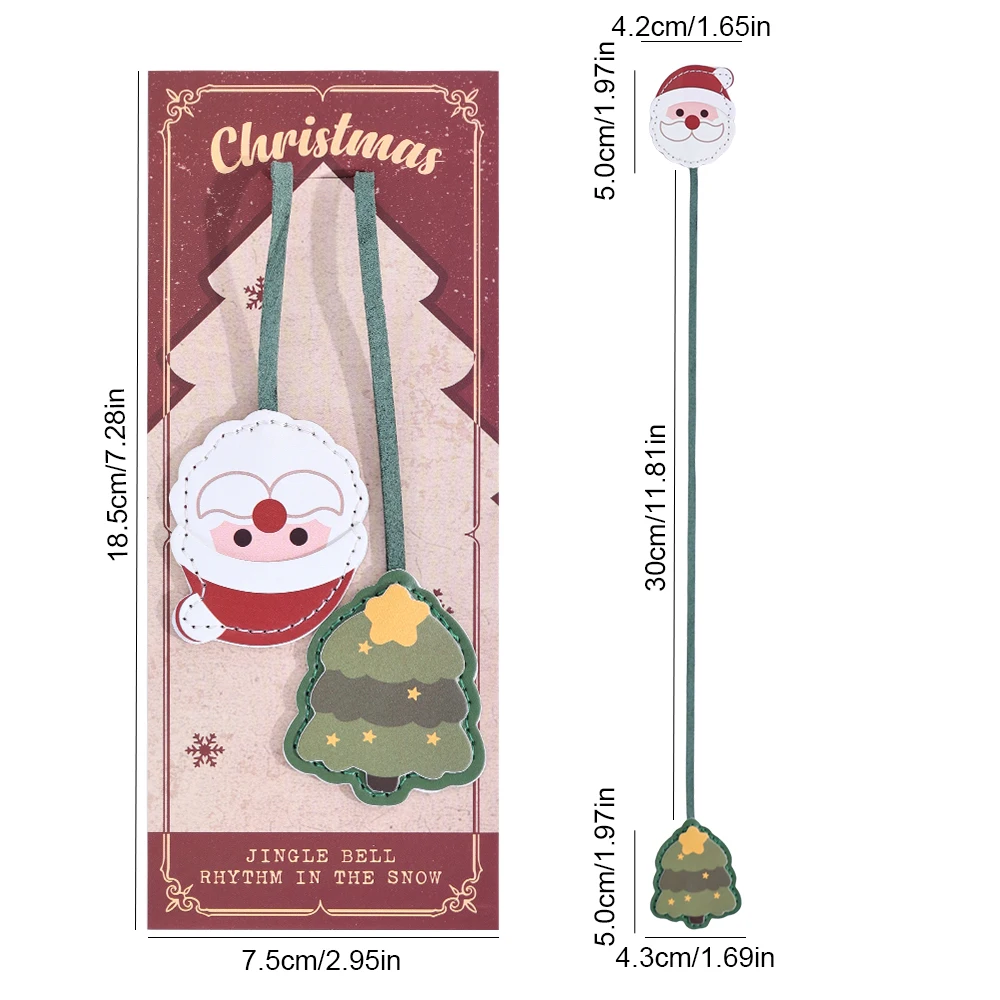 1 Pack Santa Claus Bookmark PU Leather with Snowman Christmas Tree For Book Lovers Students 2-in-1 Page Marker Bag Decor - view 6