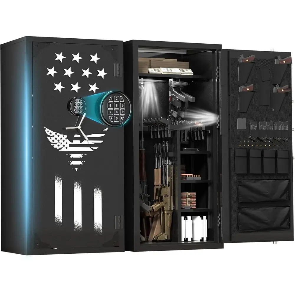 

Шкаф для хранения ружей и винтовок 2026 с выдвижными полками, бесшумной работой, светодиодной подсветкой и углом открывания 180 градусов ° Органайзер для двери