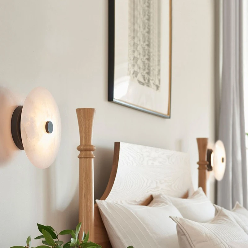 Luxury Marble Rotundity Wall Light Modern Minimalist Art LED Lamp for Bedroom Hallway Entrance Balcony Aisle Indoor Wall Sconces