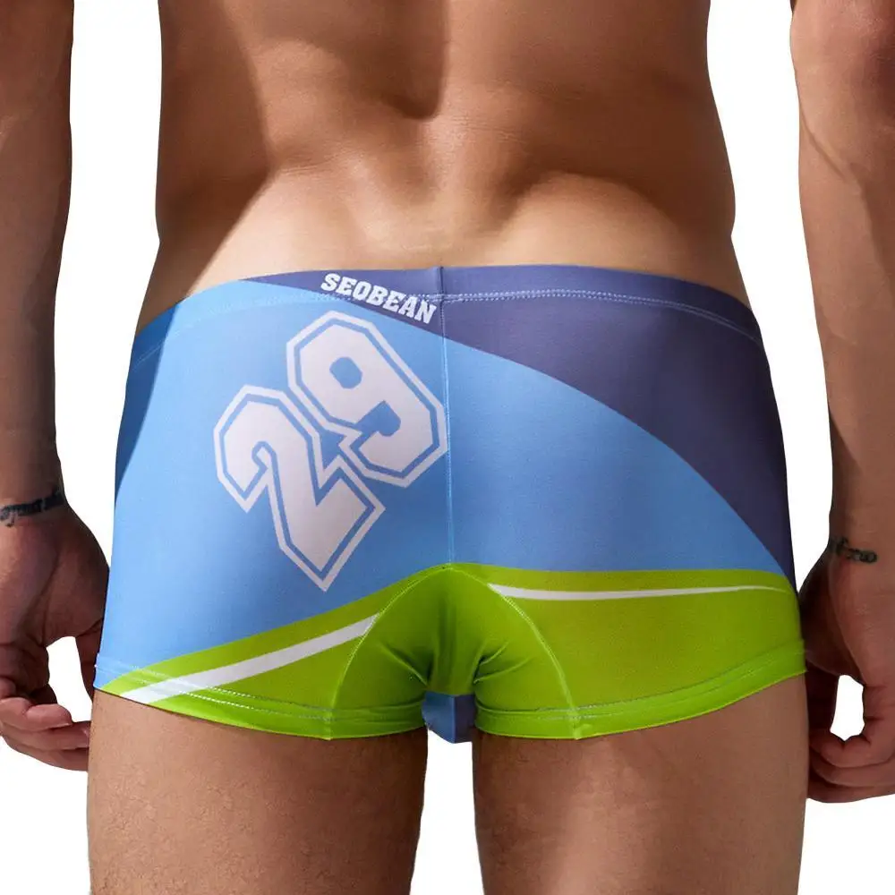 SEOBEAN 2023 New Men\'s Boxers Sexy Underwear Splicing Color Underpants Boxershorts Low Waist Male Panties Boxer