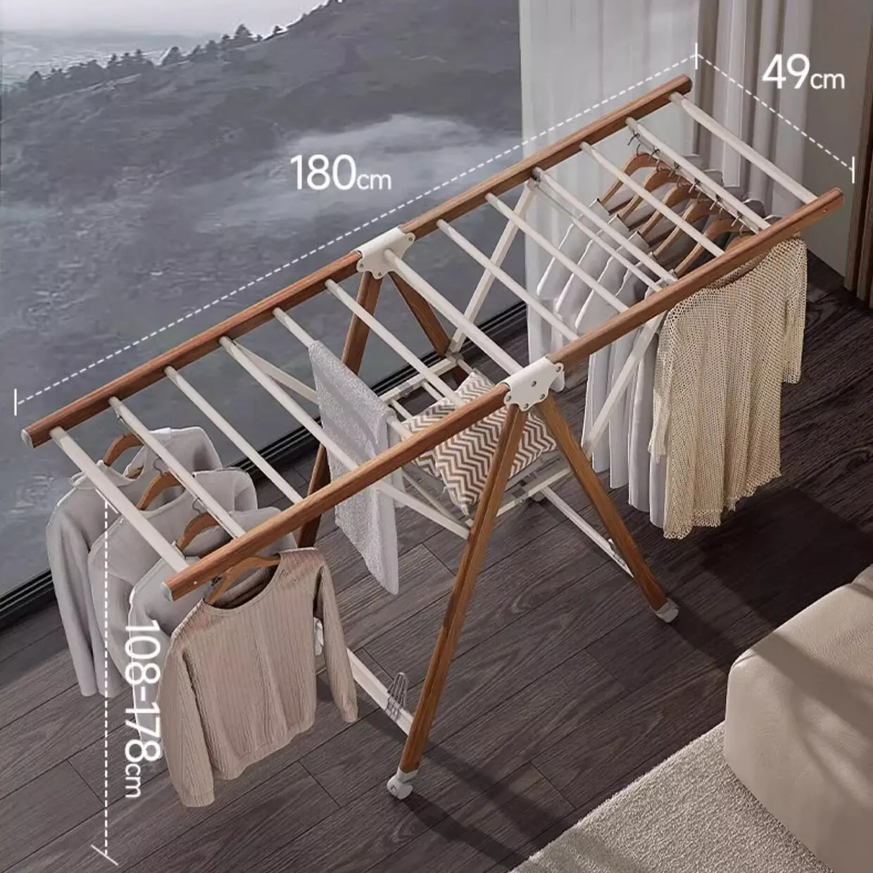 

Portable Luxury Collapsible Aluminum Folding Butterfly Clothes Drying Rack Simple Black Cloth Rack Rolling Feature for Bathroomp
