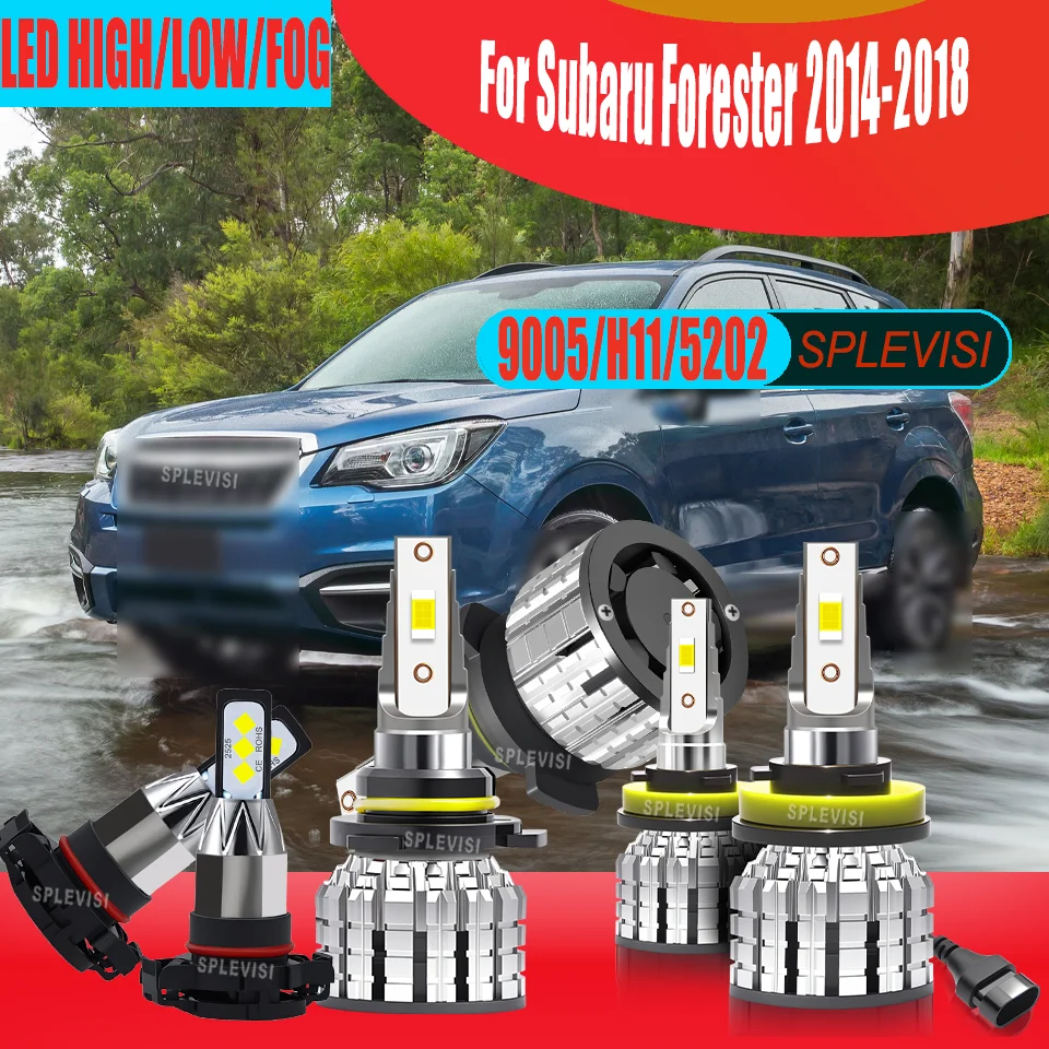 

350% Brighter Than Halogen - Complete LED Headlight & Fog Light Kit 3570 CSP/2525 CSP CHIP For Subaru Forester 2014 2015-2018