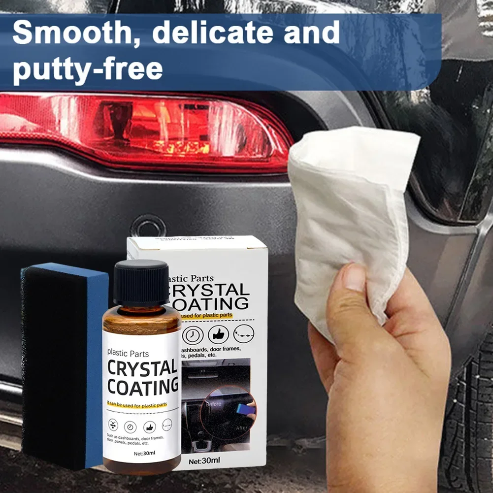 1pc Car Plastic Ment Agent Coating Refurbish Agent With Sponge Long Duration General Restorer Leather And Upholstery Cleaner