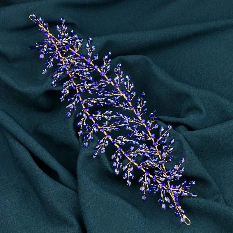 SLBRIDAL Handgefertigte Braut-Tiara mit Mehrfach-Kristallen, Strass und Perlen, Hochzeits-Kopfschmuck, Haaraccessoires für Frauen und Mädchen – Detail 1
