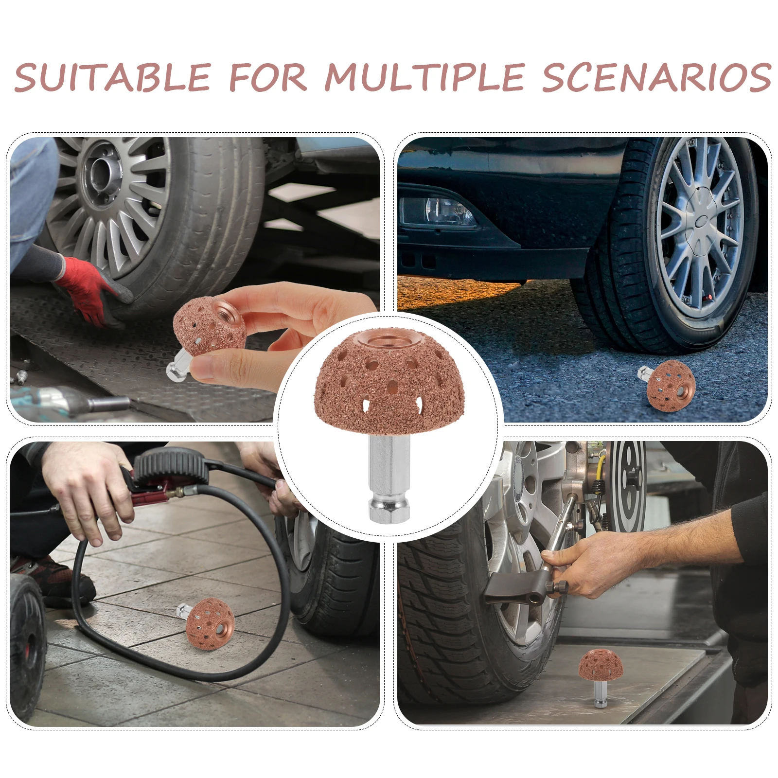 

1 set Tire Tools Bowl Grinding Head for Car Bike Tires Puncture Kit Buffing Wheel Grinding Head With Rod Durable Lightweight