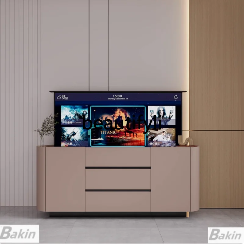 

Lifting integrated TV cabinet 55/65/75 inch living room invisible partition Lifting TV cabinet