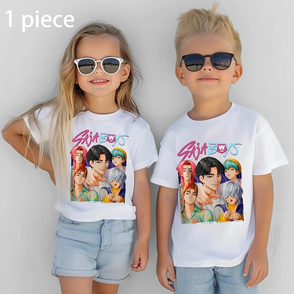 

Saja Boys Band Kids Shirt Kpop Demon Hunters Movie Boy Girls Shirt Y2K Fashionable Casual Breathable Comfortable Sports T-shirt