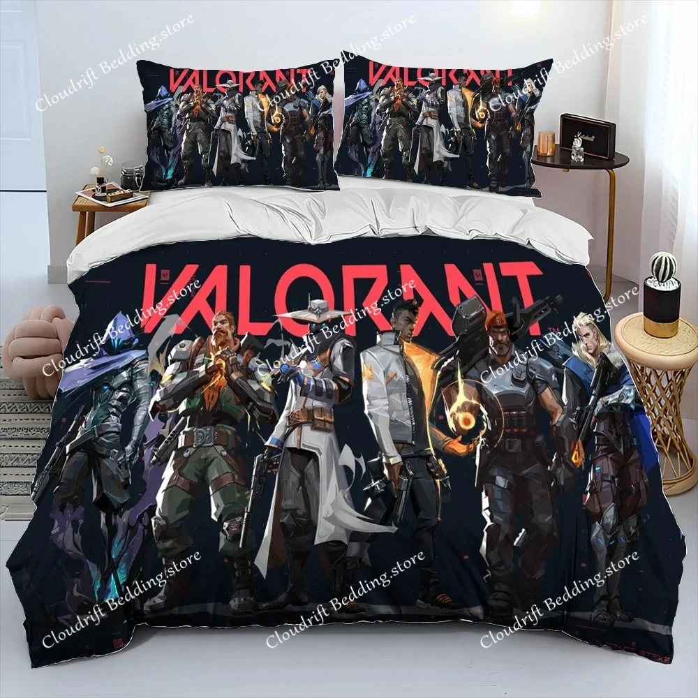 3D VALORANT Game Gamer Cartoon Comforter Bedding Set,Duvet Cover Bed Set Quilt Cover Pillowcase,king Queen Size Bedding Set Kids