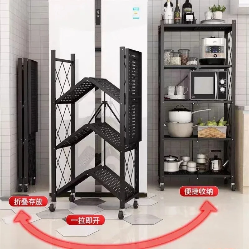 Black Foldable Storage Rack 5 Layers Steel Pipe Welding Assembly for Miscellaneous Items Books Organization
