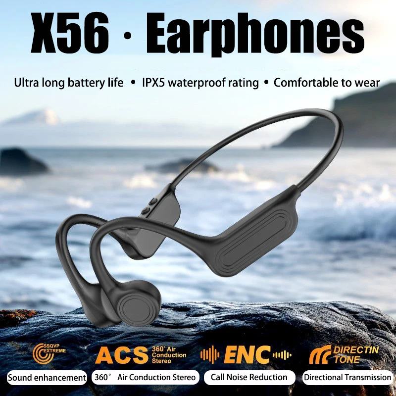 Écouteurs sans fil Bluetooth à conduction osseuse, écouteurs à oreille ouverte avec micro, écouteurs étanches pour le sport et la course à pied
