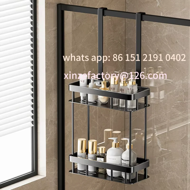 

Customizable New floor bathroom wall mounted storage rack, shower room door mounted toiletries organizer, bathroom hanger
