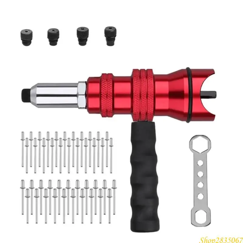 Adattatore per pistole per rivetti ergonomici Rivetti da 100 pezzi Riduce l'affaticamento della mano 4 Dimensioni da 3/32 a 3/16