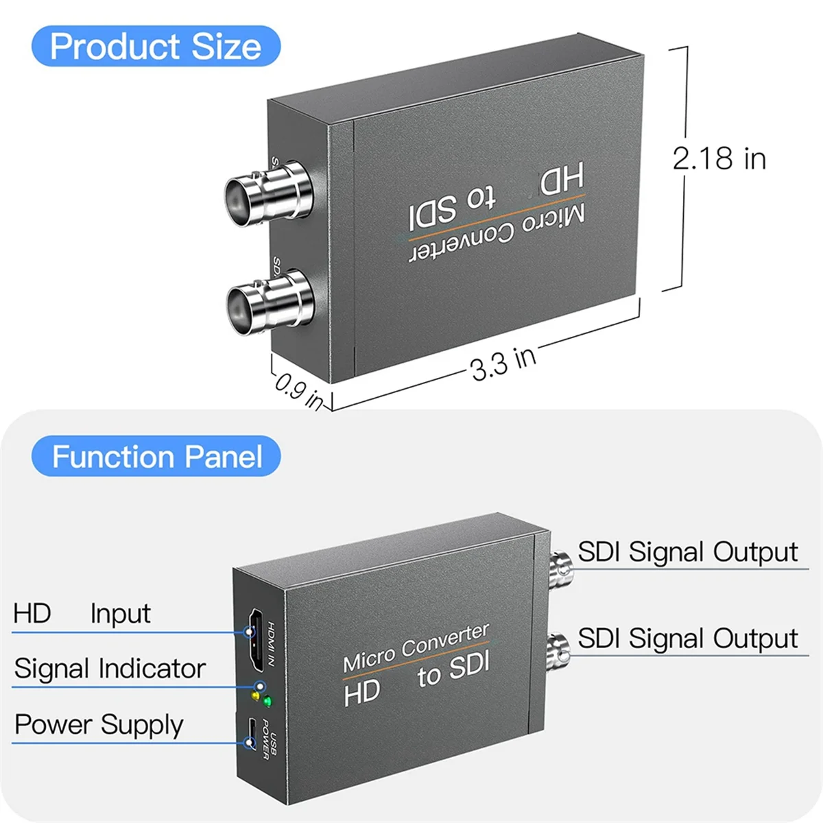 Konwerter HDMI na SDI HD na 3G-SDI/HD-SDI Audio Embedder 2-drożny konwerter SDI do kamery kino domowe