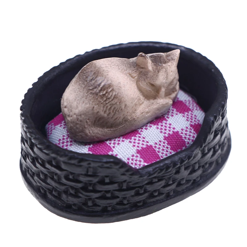 1/12 Simulazione di casa delle bambole Mini letto per gatti Modello di casa delle bambole Soggiorno Accessori per la decorazione di animali domestici Puntelli di costruzione di micro scene