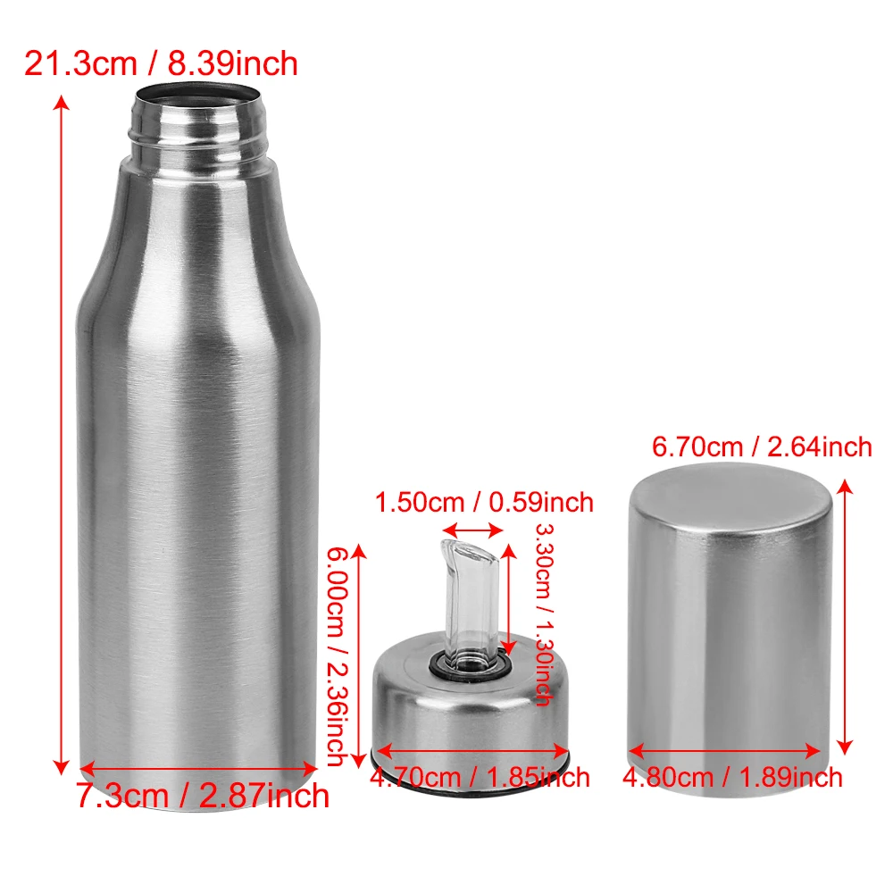 موزع الزيت من الفولاذ المقاوم للصدأ لوازم المطبخ مانعة للتسرب قارب مرق متين صلصة الصويا زجاجة زيت الزيتون علبة زيت 750 مللي
