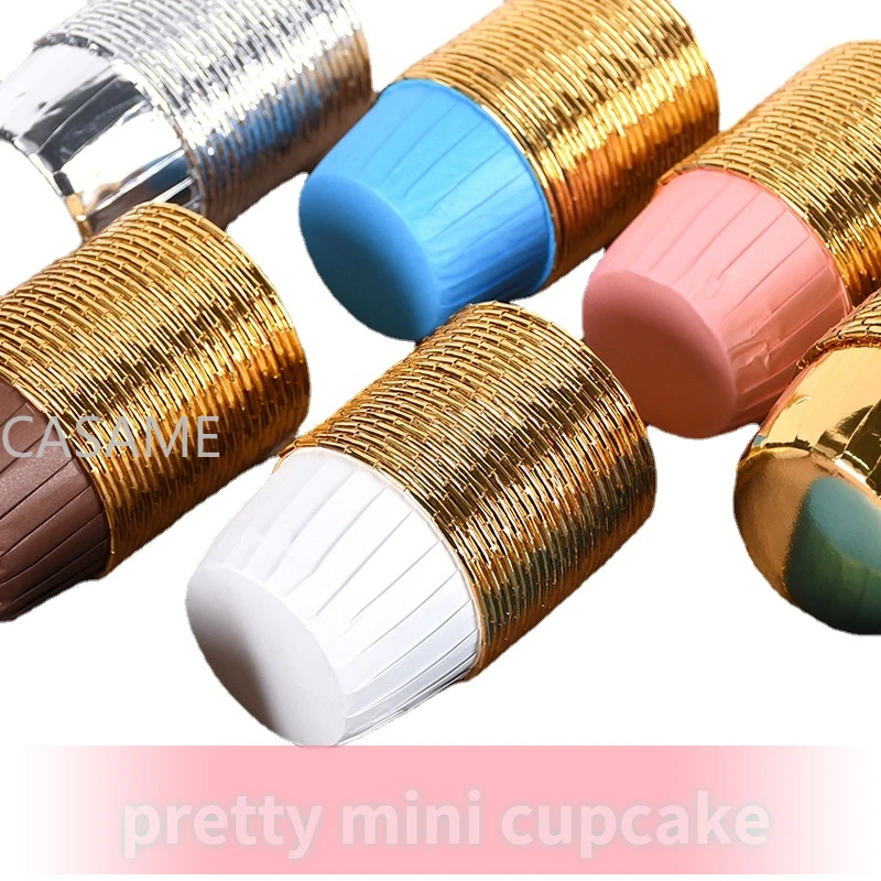 Mini Nut Cups Foiled gold Muffin Cupcake Liner Cake Wrappers Baking Cup Tray Case Cake Paper Cups Pastry Tools Party Supplies