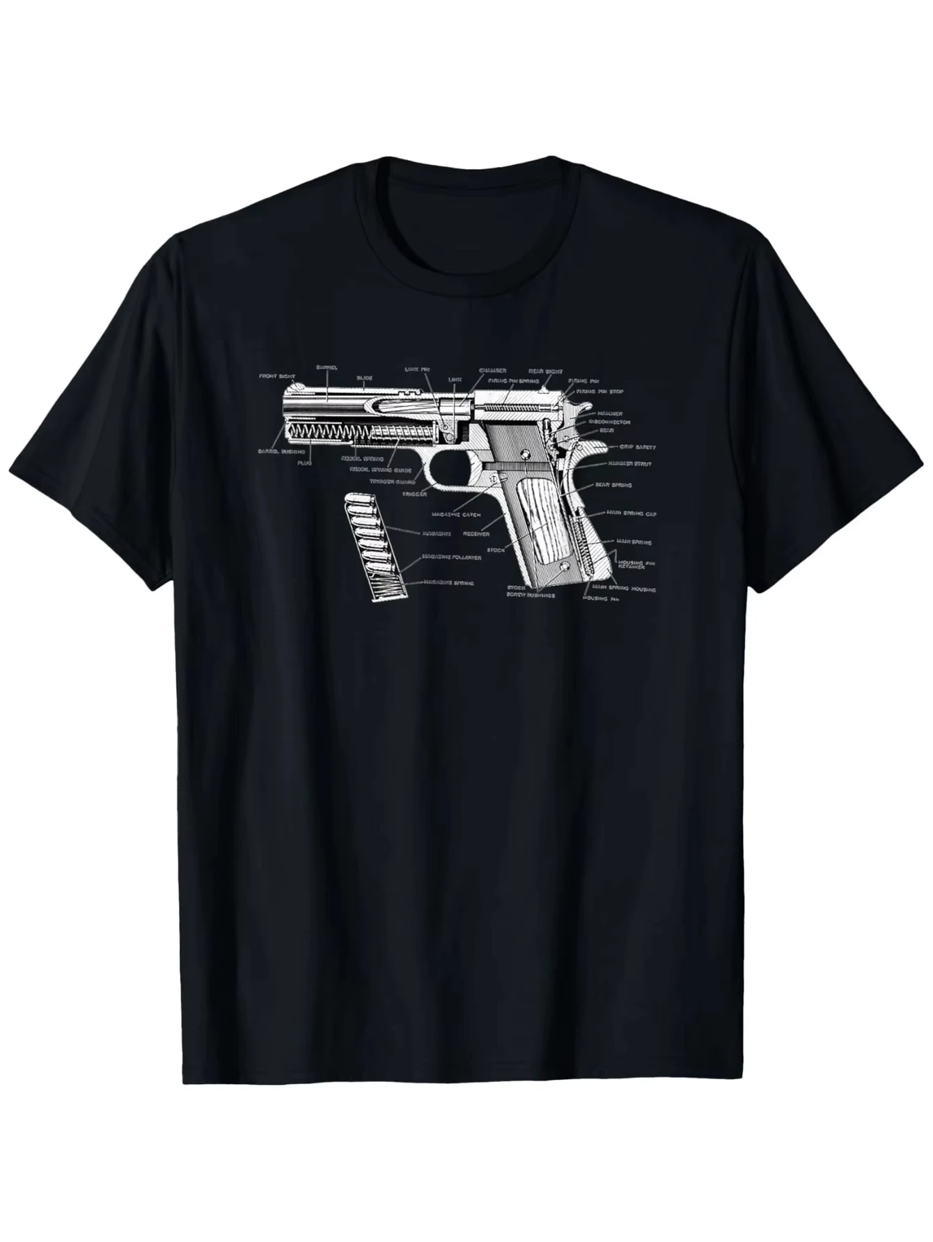 تي شيرت أجزاء 1911 الجديد لعام 2025، 100 قطن، مناسب لكل من الرجال والنساء، قميص مسدس، ياقة بحار، قابل للغسل في الغسالة في الصيف #1