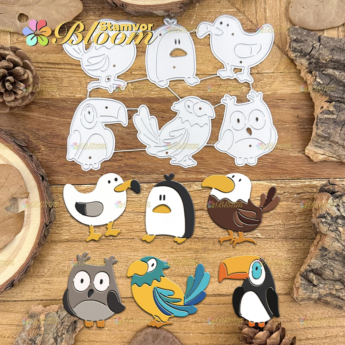 Original schöne Vögel, Papagei, Pinguin, Möwe, Eule, Metall-Stanzformen für Scrapbooking, dekorative Prägung