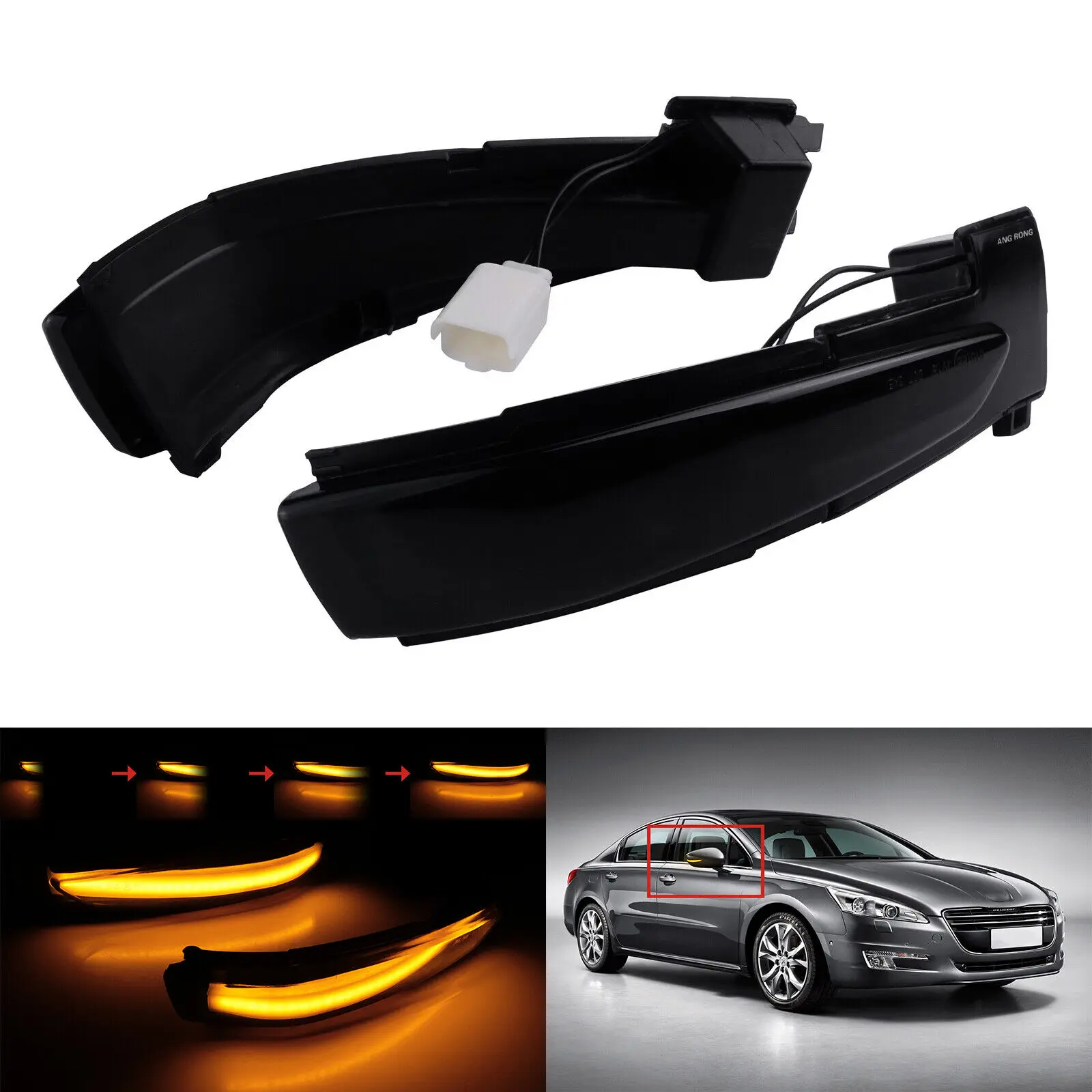 ديناميكية LED الجناح مرآة الباب مؤشر بدوره مصباح إشارة ل 2010-18 بيجو 508