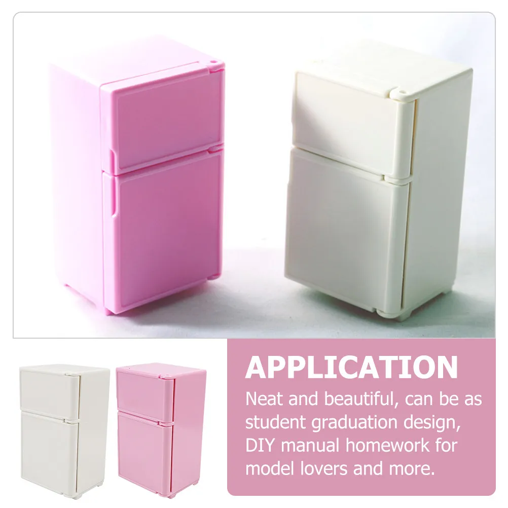 2Pcs Mini Fridge for Dollhouse Interiors Firm Structure No Deformation Smooth Surface Warm Home Feel Miniature Refrigerator