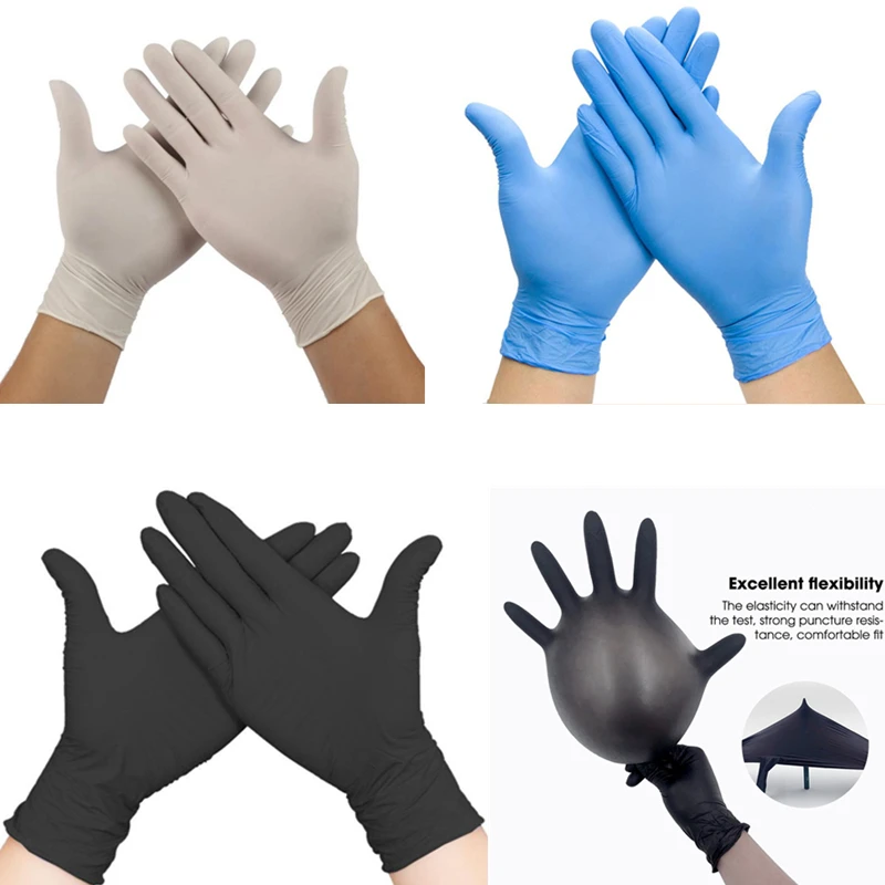 50/100PCS Disposable Nitrile Gloves Latex Gloves Black for Household Cleaning Kitchen Industrial Washing Garden Tattoo Gloves