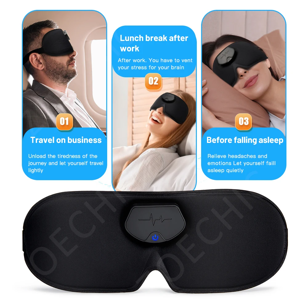 Smart EMS Head Massager Electric Pulse Sleep Mask Relieve Migraine Aid Sleep Device Travel Eyeshade Blindfold Eyepatch