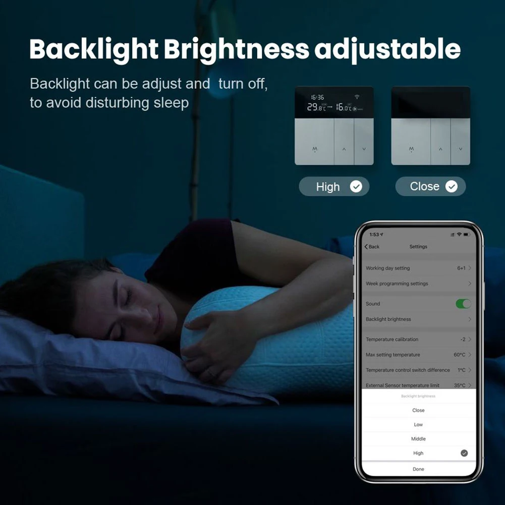 

Контроллер температуры с Wi-Fi, замена термостата, управление через приложение, высококачественный Wi-Fi термостат
