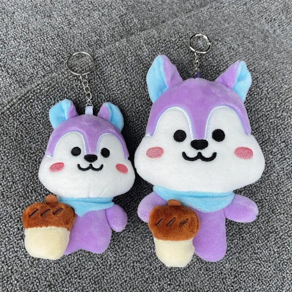 BT21 Anime Kawaii Plush Toys inside MANG Plush Doll Keychain Accessories Purple Squirrel Bag Pendant Fans Gift