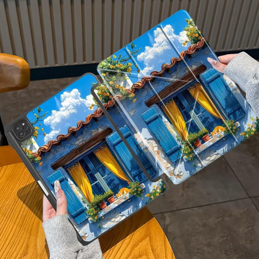 Villa House Scene Landscape Holder Cover Tablet Case For iPad Pro 11th 10th 9th 8th 7th 12.9inch Air 4 5 M3 M2 1 2 M4 11inch