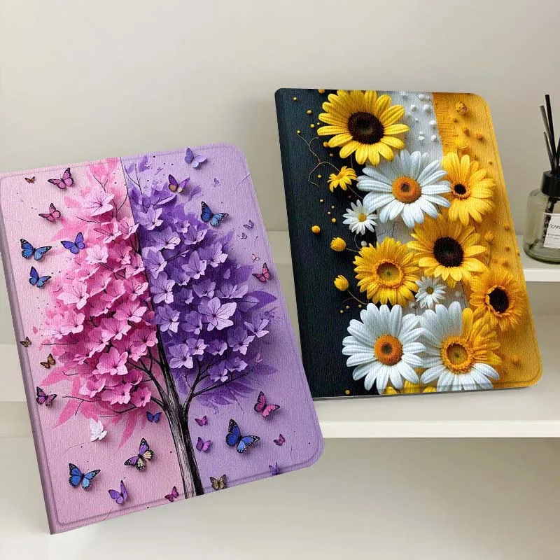 

Beautiful Pink Butterfly For Apple iPad Pro Air 13 2 7th 6th 2025 M2 M3 M4 M512.9 13 inch Foldable Tablet Case Gift