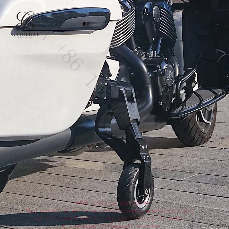 Chrome Heavy Motorcycle Landing Gear Parking Assist Anti-fall Stabilizer Training Wheels Safety Protection