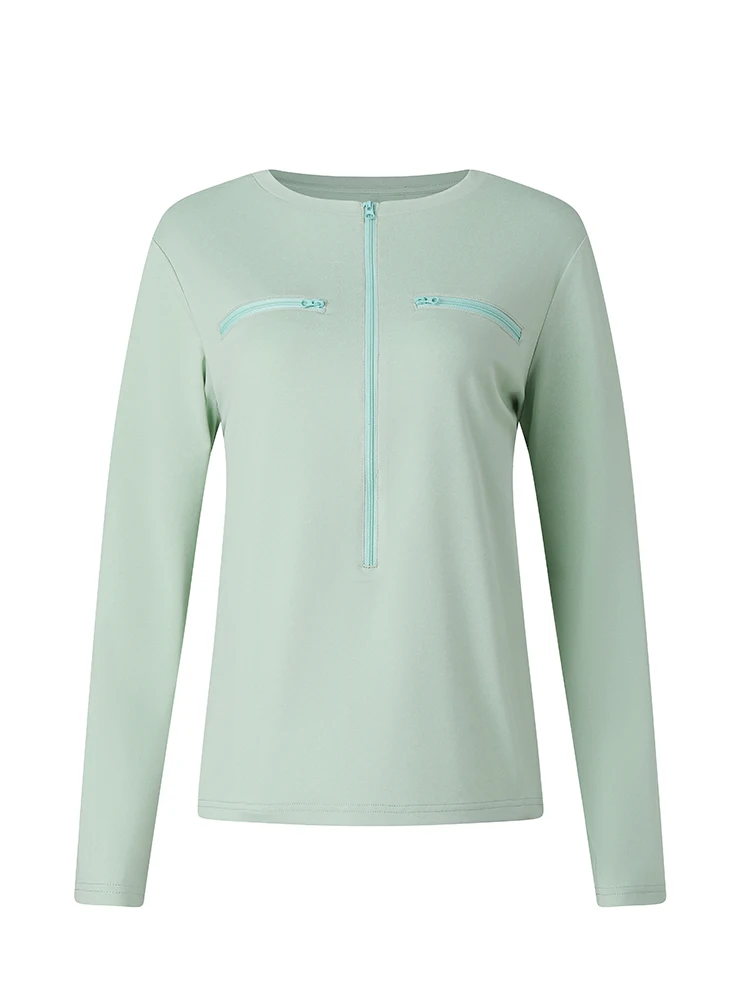 Kemeja Pemulihan Pasca Operasi Wanita Lengan Panjang Ritsleting Depan |   Akses Port Kemo Teratas |   Mastektomi, PICC, Pakaian Kanker Payudara