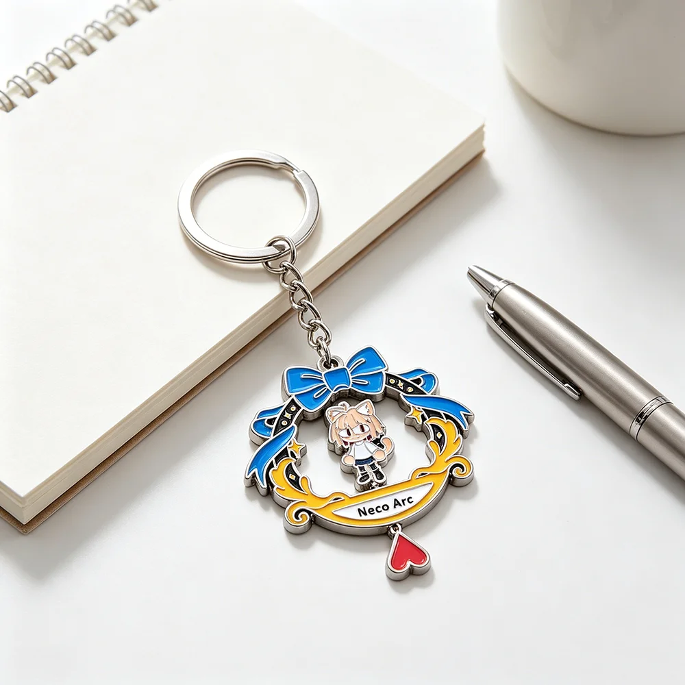Anime Tsukihime Neco-Arc Drehbarer Schlüsselanhänger Doppelseitiger Drehender Katzenmädchen-Schlüsselring Kawaii Figur Metallanhänger Taschendekoration Fan-Geschenk – Detail 10