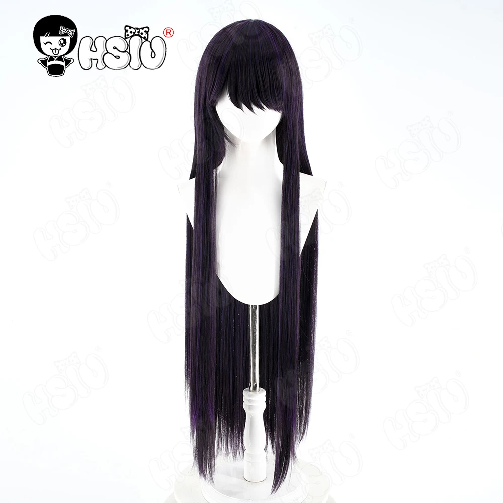 Парик для косплея Shizuhara Hiruko, синтетический парик из волокна,「HSIU」Черный, фиолетовый длинный парик, аниме, вечеринка на Хэллоуин, игра The Hundred Line, косплей