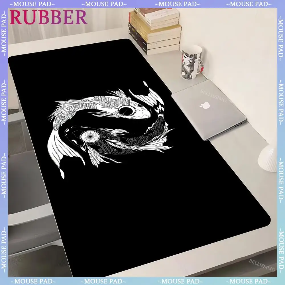 koi japanese fish gaming mouse pad oversized com borda 120x60 borracha antiderrapante para computador 01