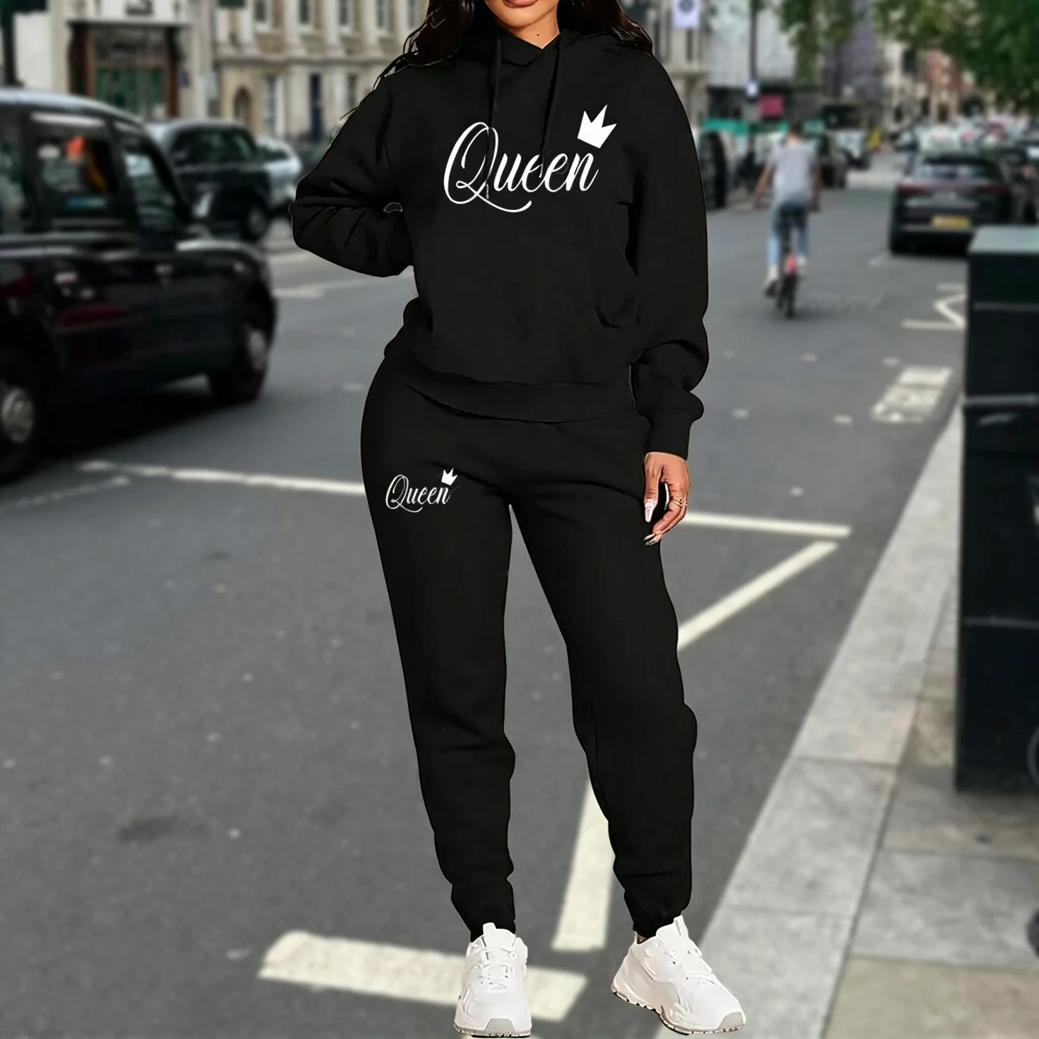 Streetwear Brand Aesthetic - ชุดวอร์มผู้หญิง เสื้อฮู้ดและกางเกงสำหรับฤดูใบไม้ร่วงและฤดูหนาว แฟชั่นคุณภาพสูง แบรนด์หรูมีสไตล์ ชุดกางเกงสตรีทแวร์สำหรับผู้หญิง