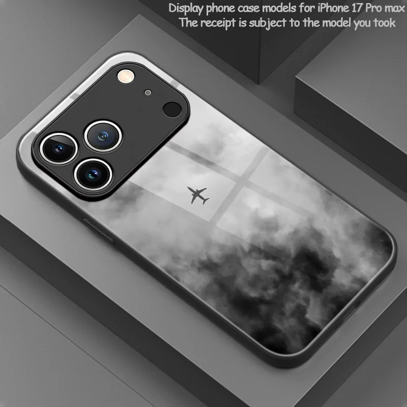 Minimalist sophisticated cloud aircraft print pattern TPU phone case with lens protection for iPhone 17/17Pro/17ProMax/17Air