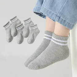 5 Pairs/Lot New Summer Children Socks Cotton Kids Girl Boy Fashion Black White Gray Pink For 1-12 Years Teen Student Baby Socks