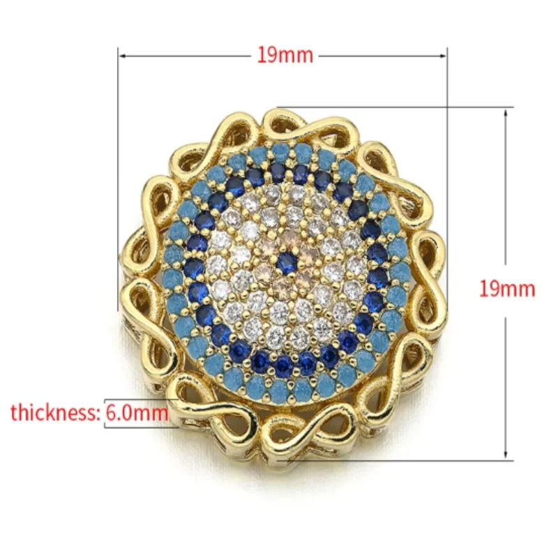19*19mm moda mosiądz cyrkonia okrągły kształt kwiaty Charms złącza DIY ocena biżuteria Making, Model: VS293