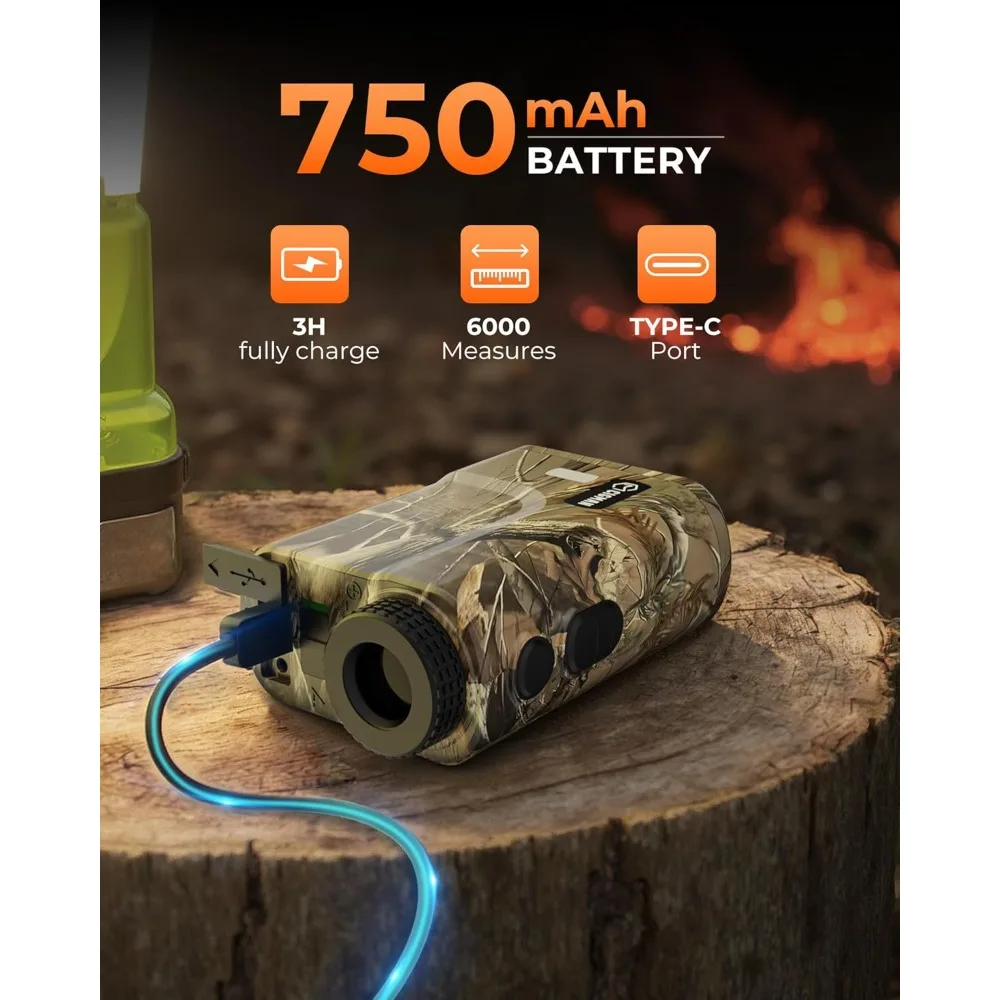 قابلة للشحن الصيد الليزر Rangefinder 3280 ياردة 6X التكبير مع المنحدر المسافة زاوية سرعة المسح مقاوم للماء كامو #5
